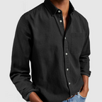 Camisa casual masculina manga longa com gola de lapela