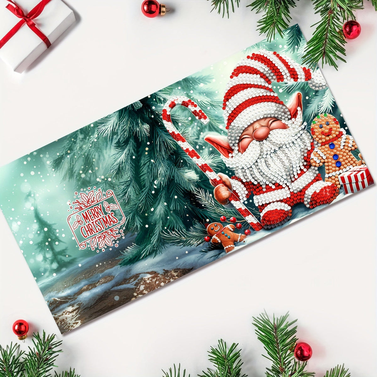 Cartões de Natal DIY 5D Diamond Painting com envelopes, designs de Pai Natal multicoloridos, conjunto 12 peças
