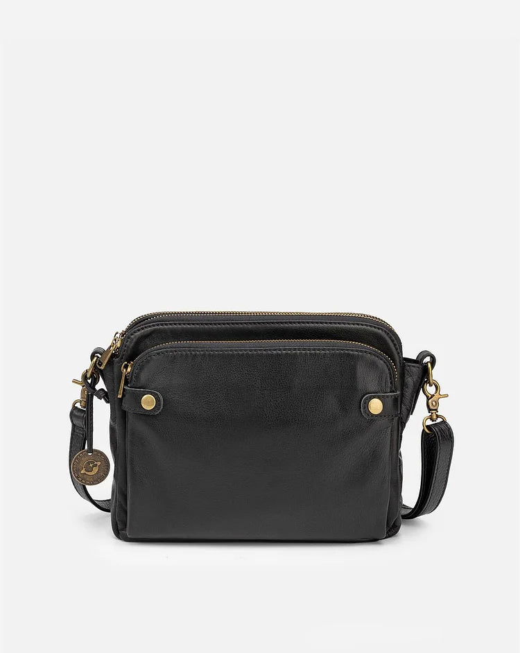 Bolsa crossbody couro tiracolo com fecho zíper e alça ajustável