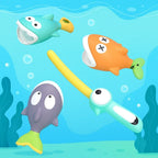 Jogo de pesca no banho magnético com peixinhos coloridos flutuantes e cana, educativo para crianças