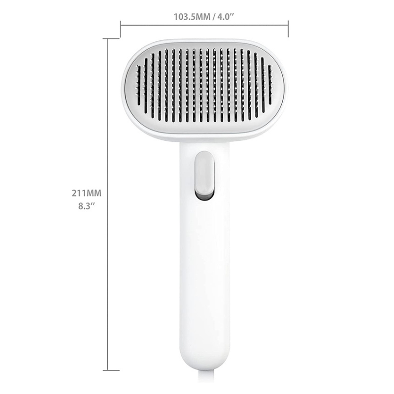 Escova para gatos com limpeza automática cerdas de aço inoxidável pontas de borracha