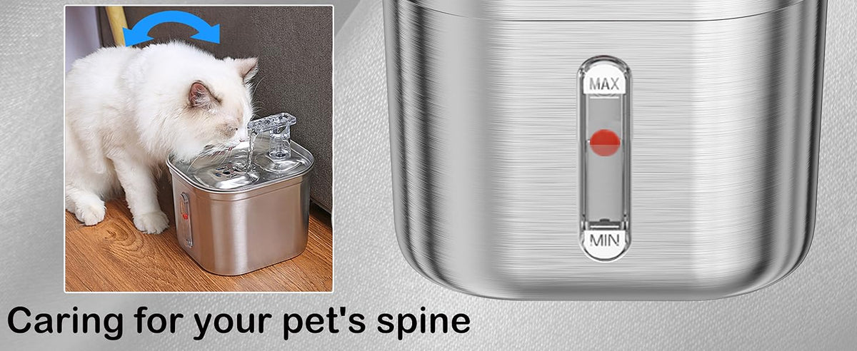 Bebedouro automático para gatos em aço inoxidável com filtração tripla