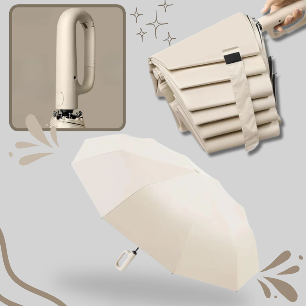 Guarda-chuva automático dobrável com dossel 105cm e cabo em gancho