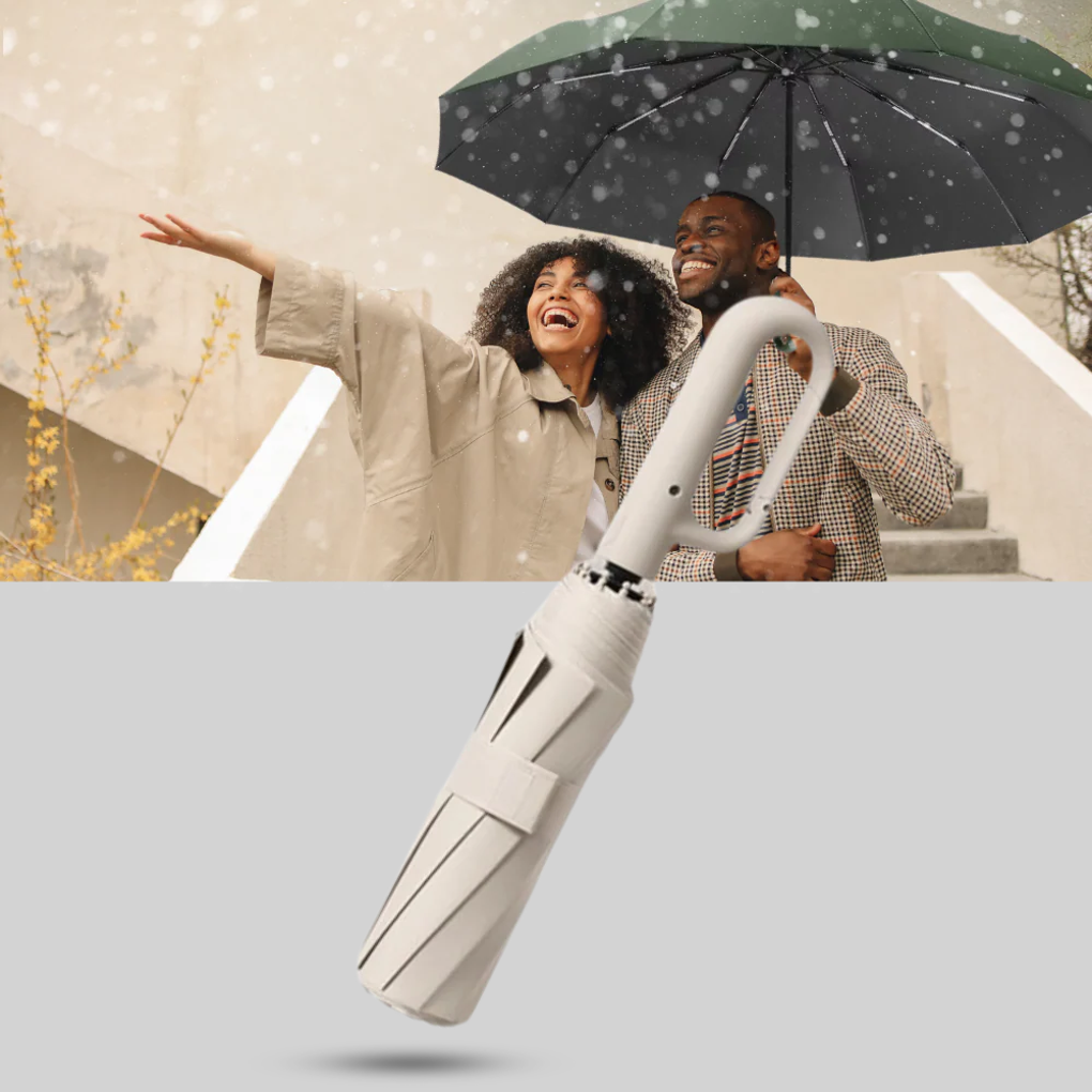 Guarda-chuva automático dobrável com dossel 105cm e cabo em gancho