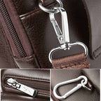 Bolsa crossbody masculina em couro com alça ajustável e fecho zipper