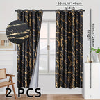 Cortinas blackout padrão mármore com folha de ouro para quarto e sala de estar