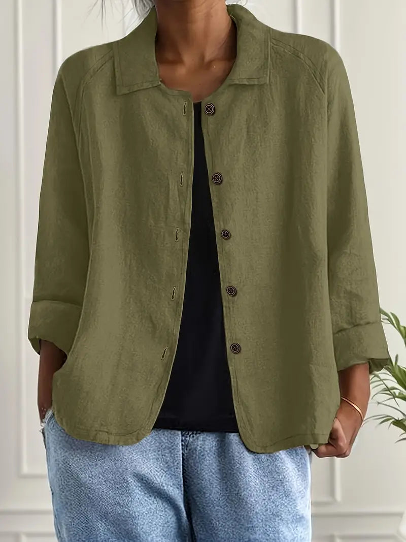 Cardigan camisa feminino em algodão e linho, leve e versátil