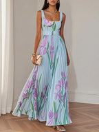 Vestido feminino floral corte A boho fluido estampado