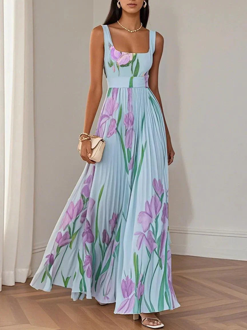 Vestido feminino floral corte A boho fluido estampado