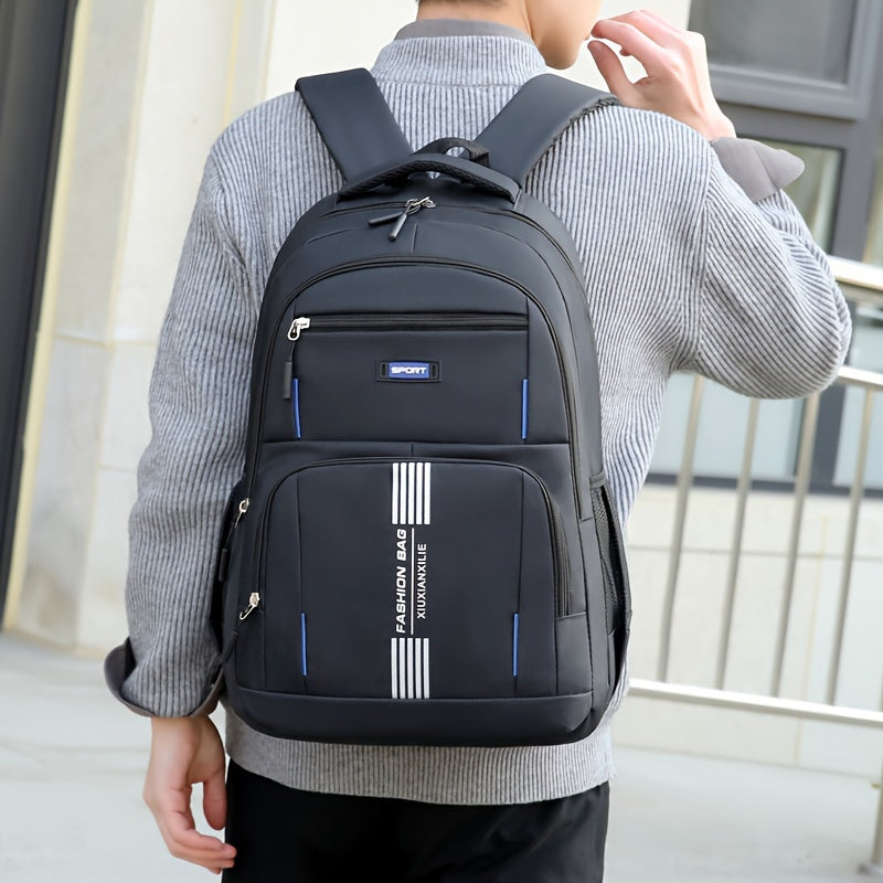 Mochila de couro masculina resistente com compartimento para laptop e alças ajustáveis