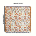 Manta de algodão com borla estilo boémio, padrão floral jacquard 200x230 cm