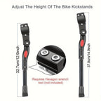 Suporte lateral para bicicleta regulável em alumínio, estável, altura ajustável 32,7 a 37,8 cm