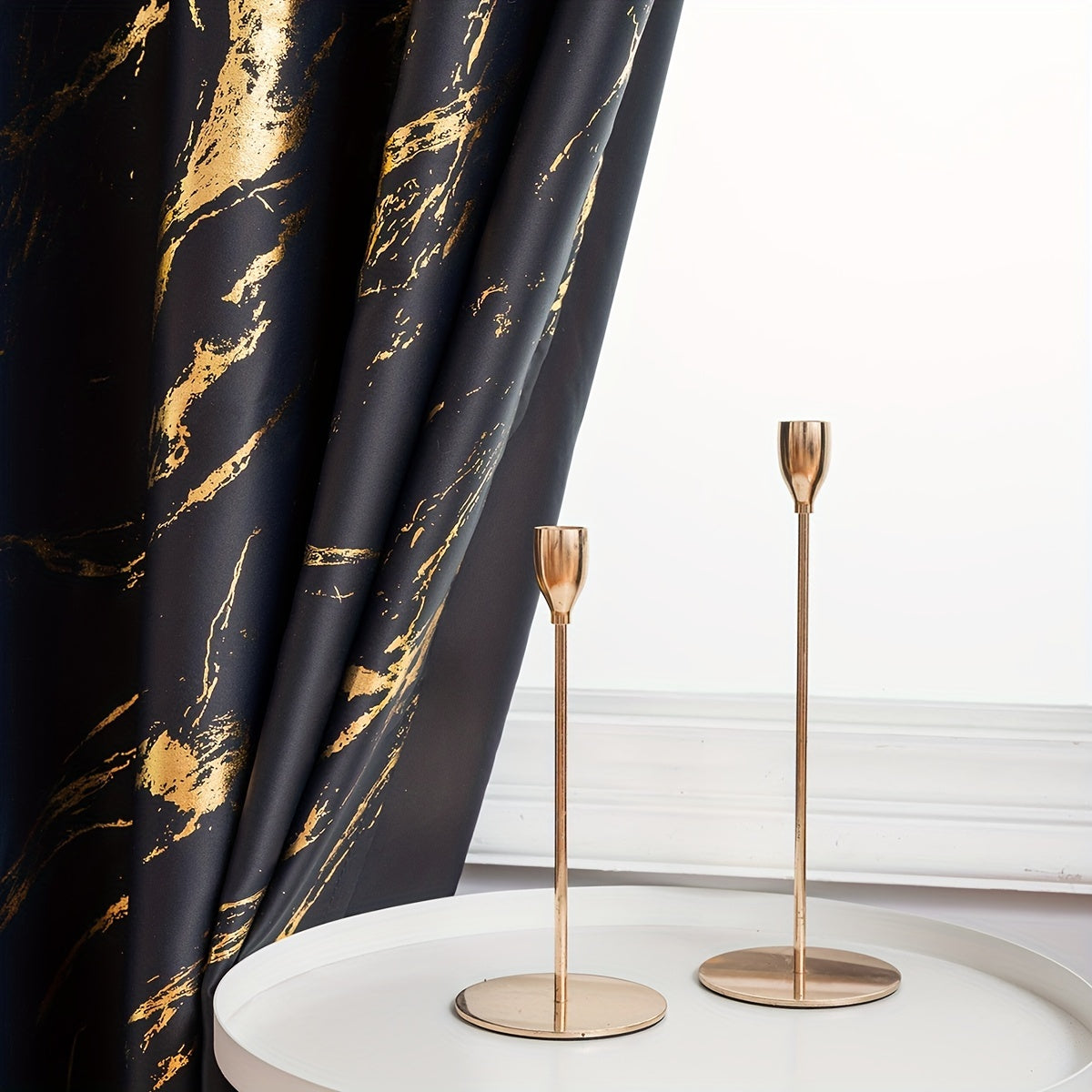 Cortinas blackout estampa mármore bronzeado 2 peças para sala e quarto, opacidade total