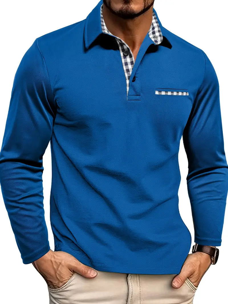Polo manga longa homem corte regular tecido respirável
