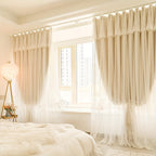Cortinas blackout estilo princesa francês para quarto e sala, 2 peças com ganchos e argolas