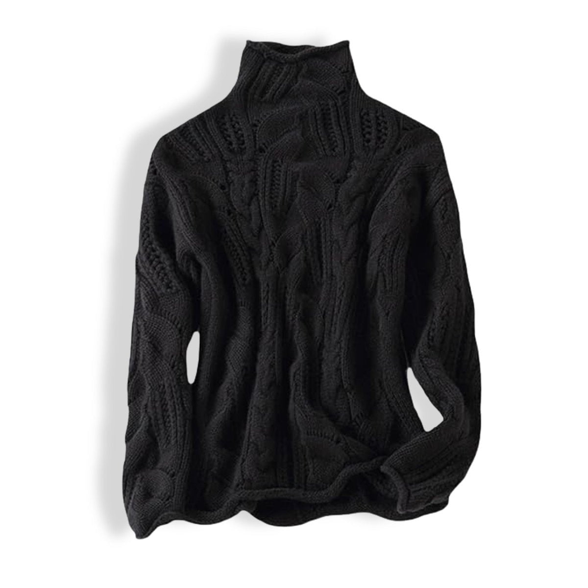 Camisola tricot cabo gola alta feminina corte relaxed