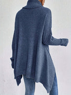 Camisola feminina gola alta bainha assimétrica outono