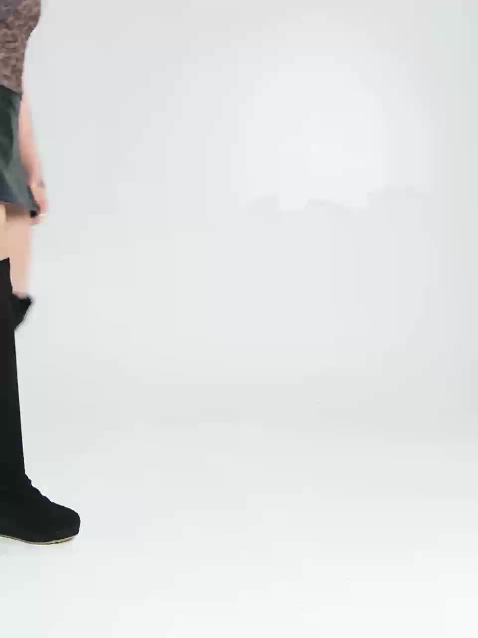 Botas acima do joelho femininas elásticas com cunha cano longo 55 cm