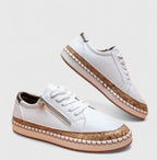 Sapatos ortopédicos femininos slip-on com suporte de arco e calcanhar