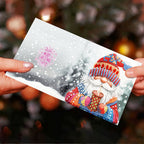 Cartões de Natal DIY 5D Diamond Painting com envelopes, designs de Pai Natal multicoloridos, conjunto 12 peças