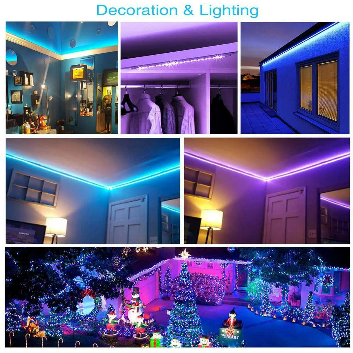 Fita LED 10m RGB com controlo remoto 44 teclas, 16 cores, iluminação interior