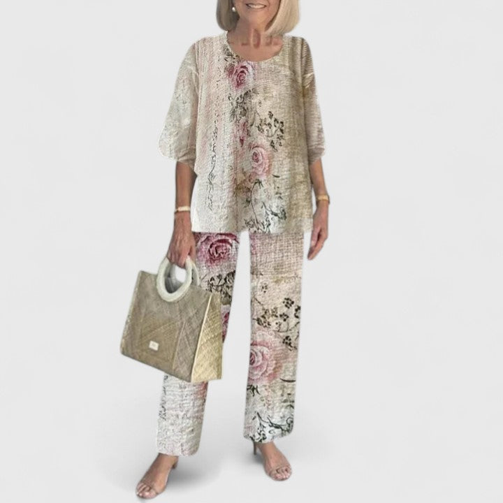 Conjunto feminino duas peças calça wide leg e blusa relaxed fit