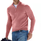 Camisola masculina merino decote em V com fecho de correr