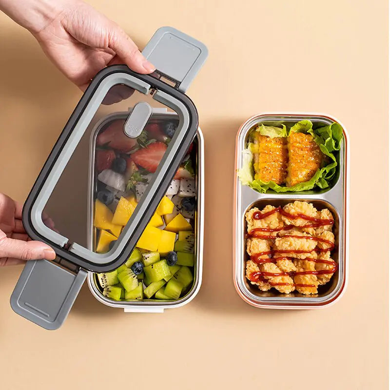 Lunchbox bento aço inoxidável 2 camadas, organizada e compacta