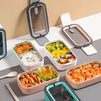 Lunchbox bento aço inoxidável 2 camadas, organizada e compacta