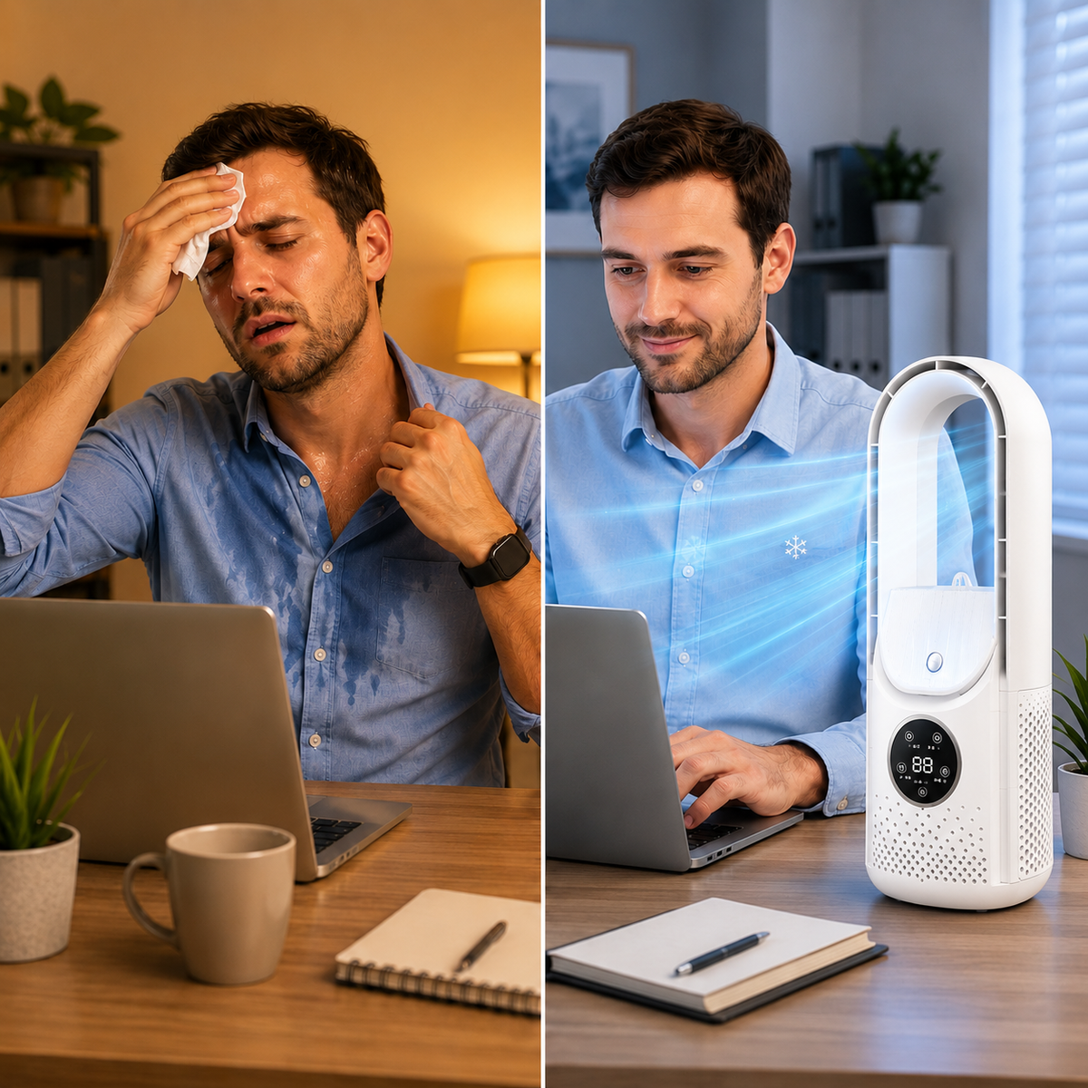 Climatizador portátil sem pás silencioso e compacto para casa e escritório