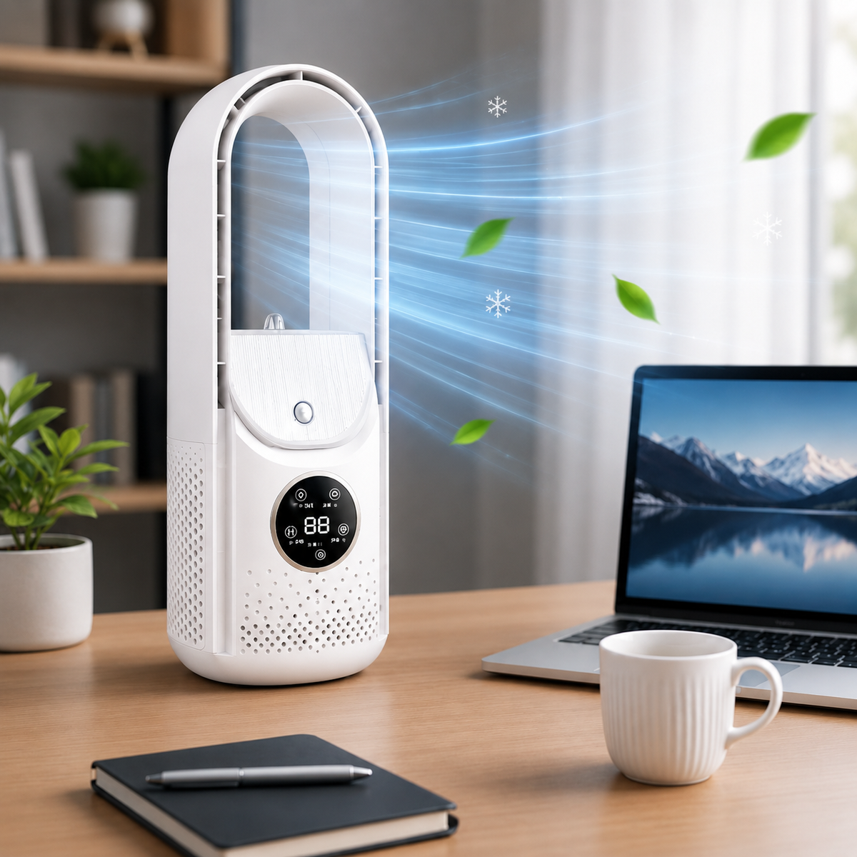 Climatizador portátil sem pás silencioso e compacto para casa e escritório