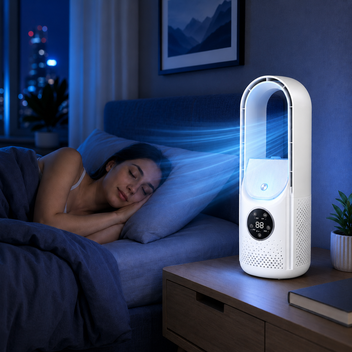 Climatizador portátil sem pás silencioso e compacto para casa e escritório
