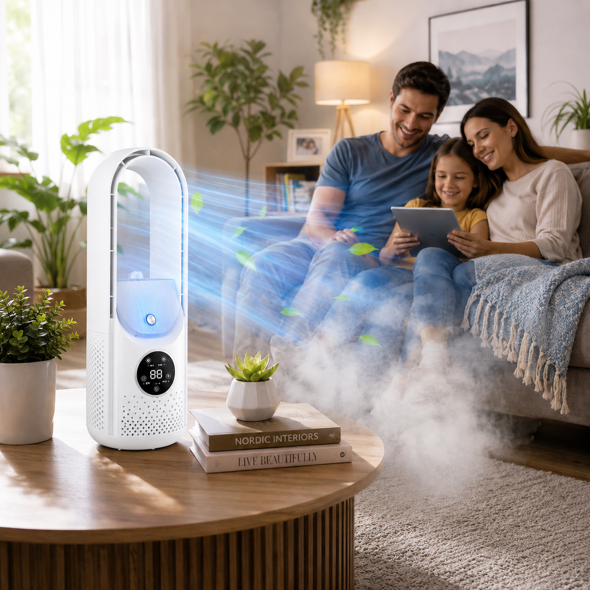 Climatizador portátil sem pás silencioso e compacto para casa e escritório