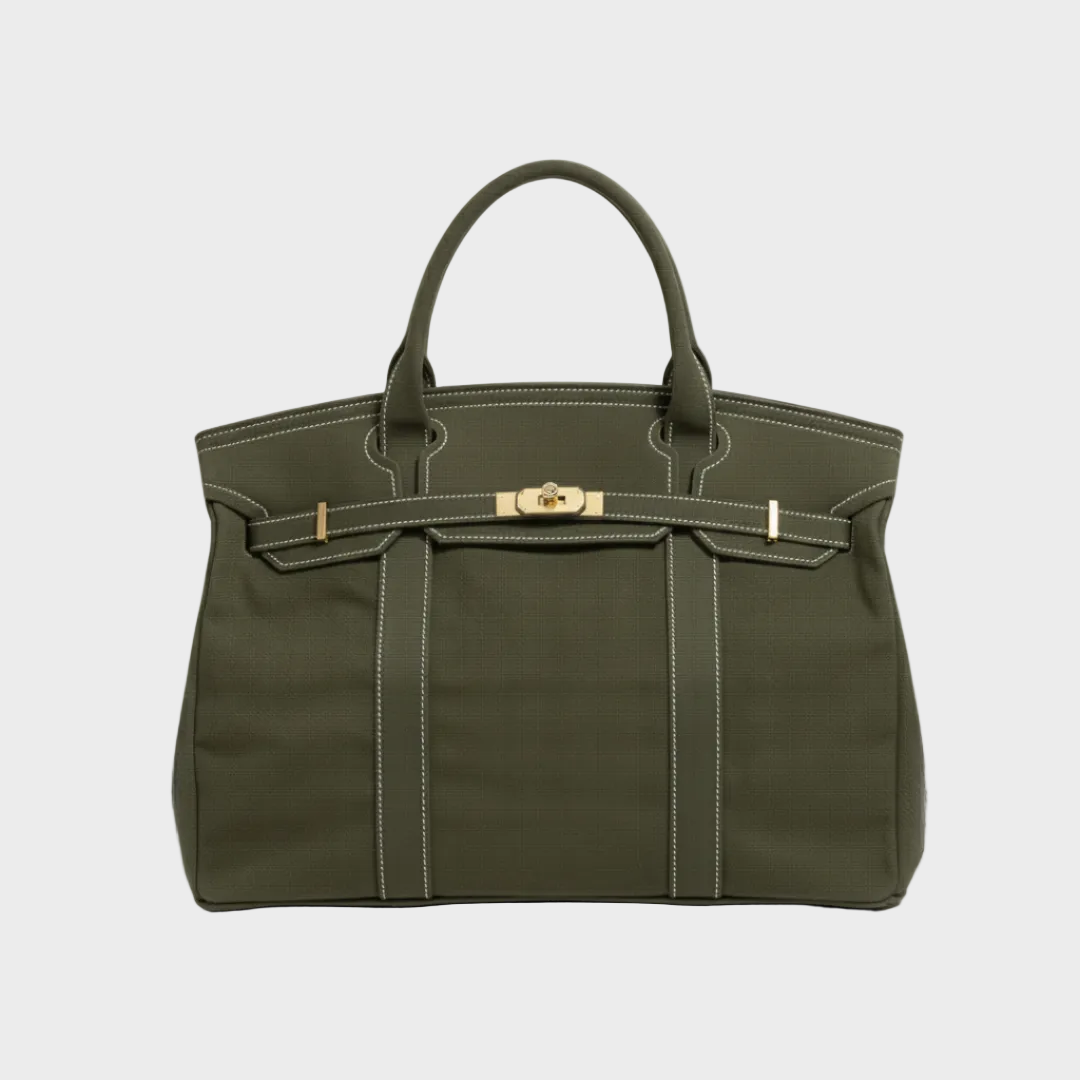 Tote bag canvas vintage resistente à água com alças reforçadas e fecho metálico