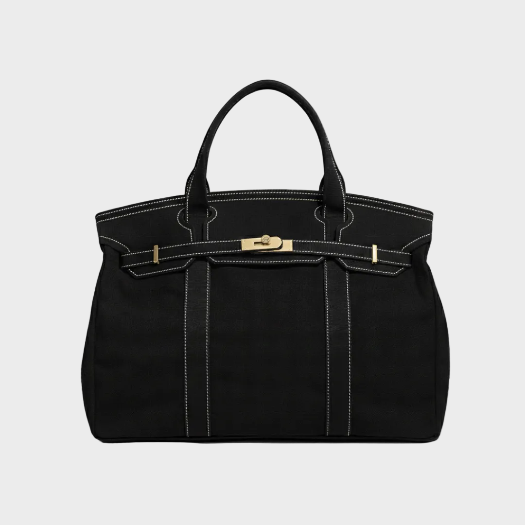 Tote bag canvas vintage resistente à água com alças reforçadas e fecho metálico