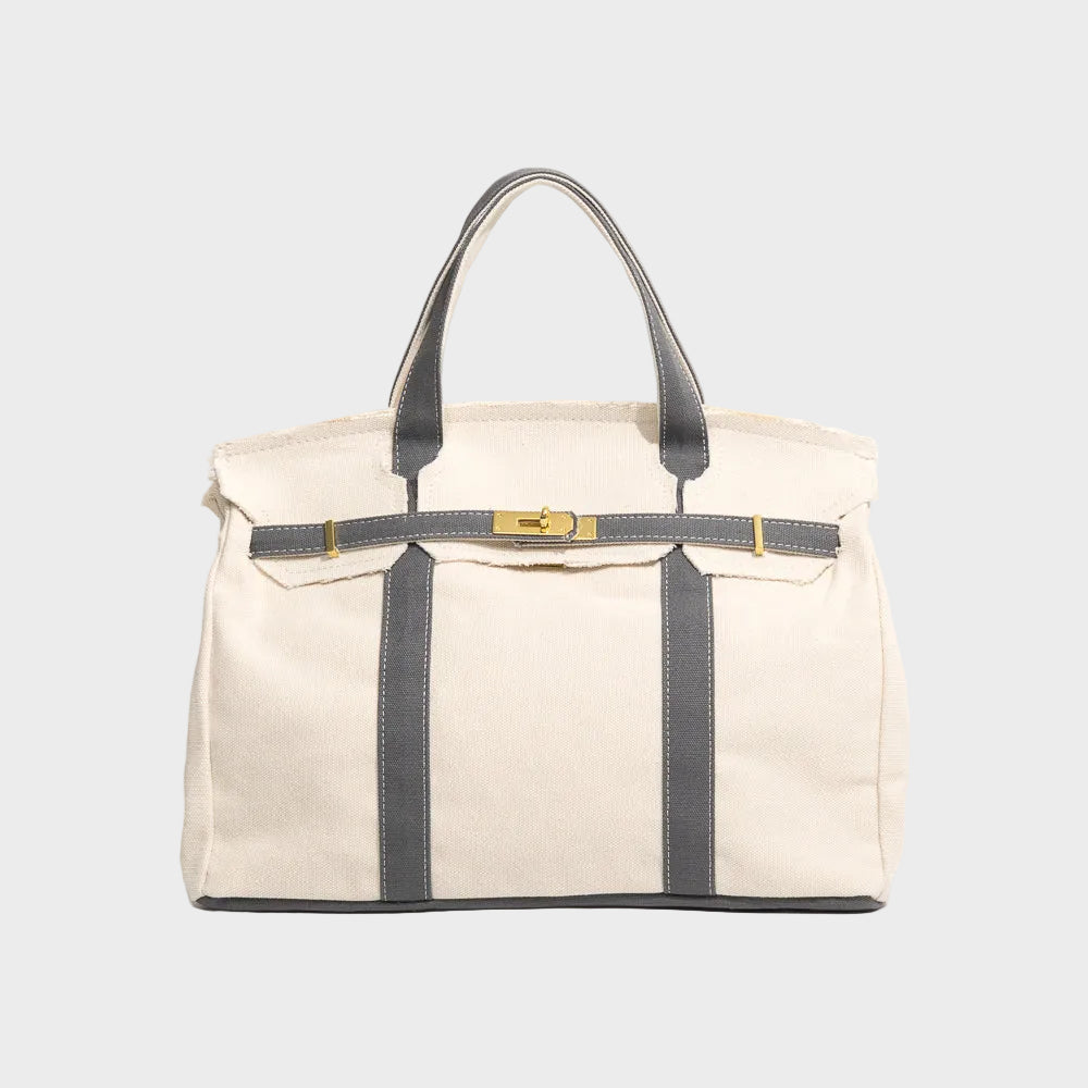 Tote bag canvas vintage resistente à água com alças reforçadas e fecho metálico