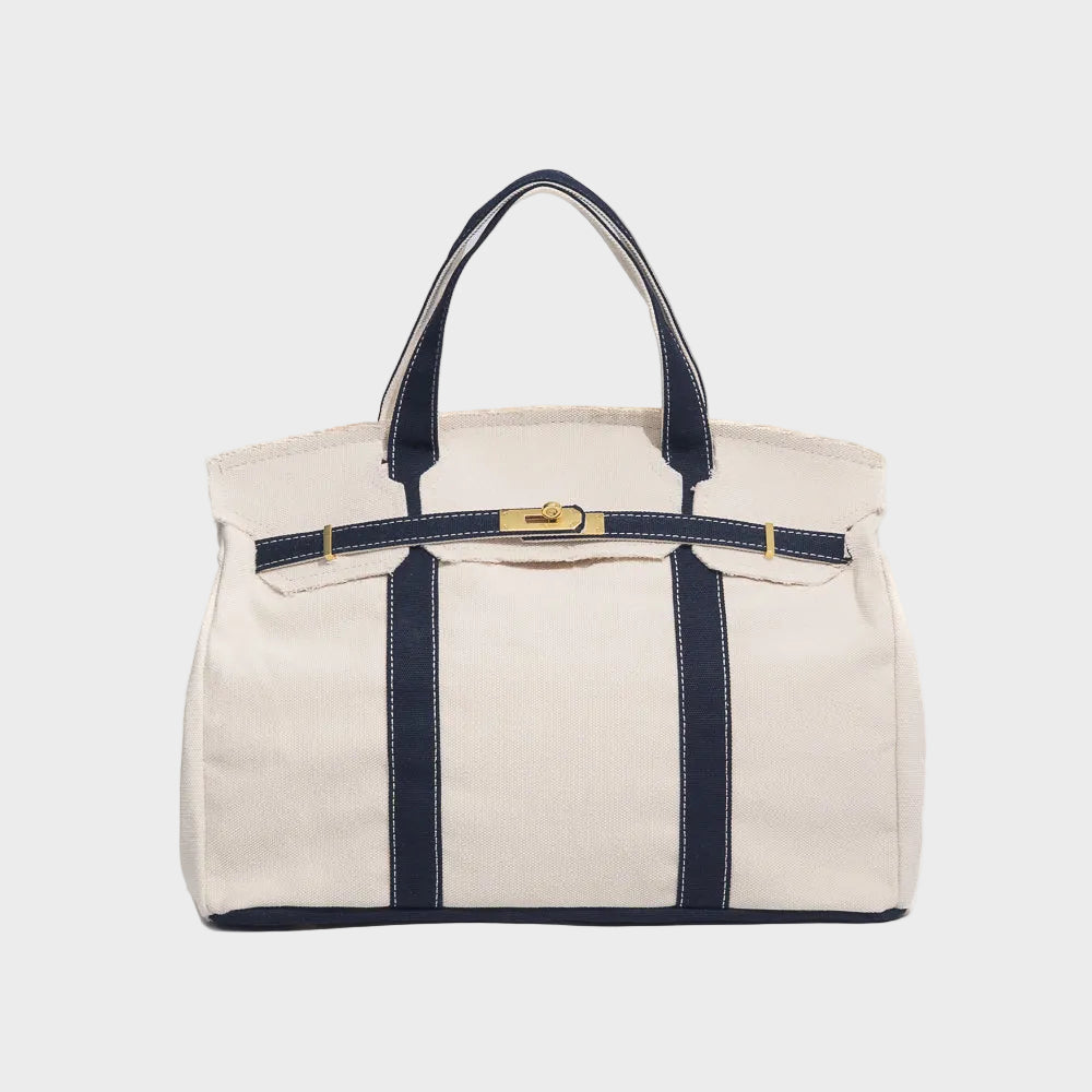 Tote bag canvas vintage resistente à água com alças reforçadas e fecho metálico