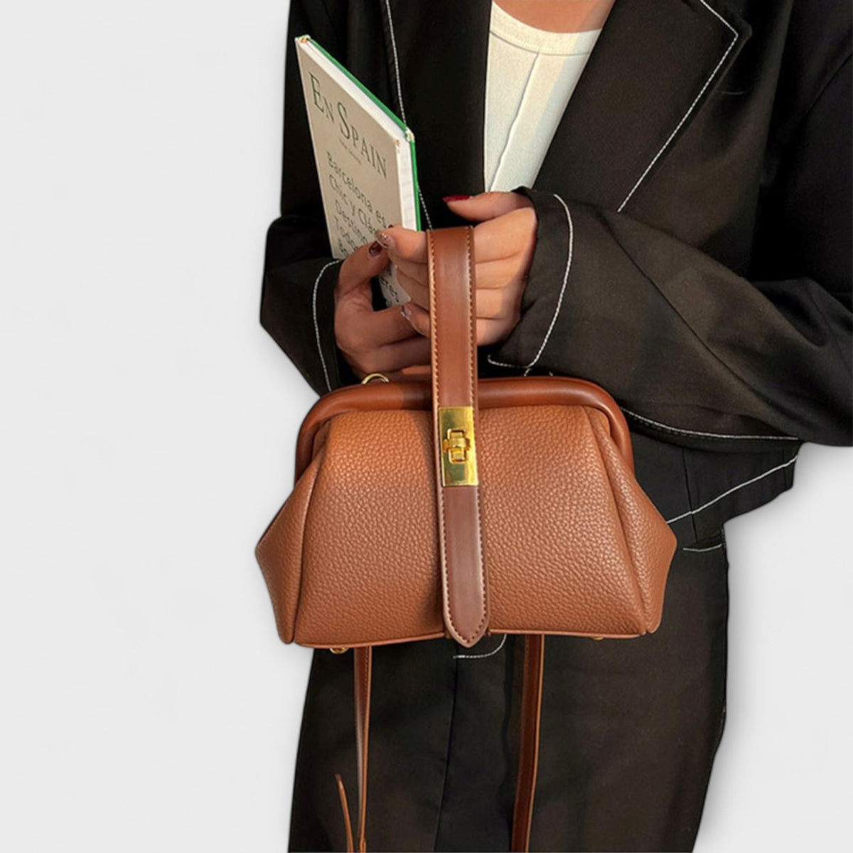 Mala retro feminina espaçosa com alças resistentes em estilo vintage