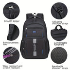 Mochila de couro masculina resistente com compartimento para laptop e alças ajustáveis