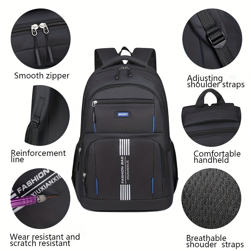 Mochila de couro masculina resistente com compartimento para laptop e alças ajustáveis