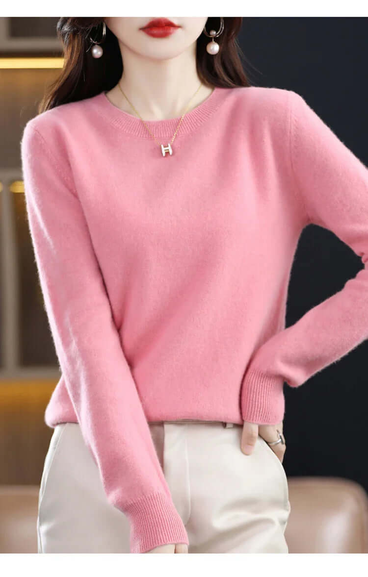 Camisola de malha feminina leve e quente, design versátil em várias cores