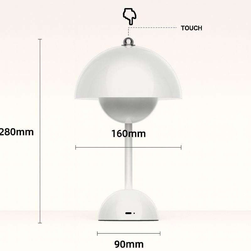Candeeiro de mesa LED sem fios com cúpula moderna e controlo por toque