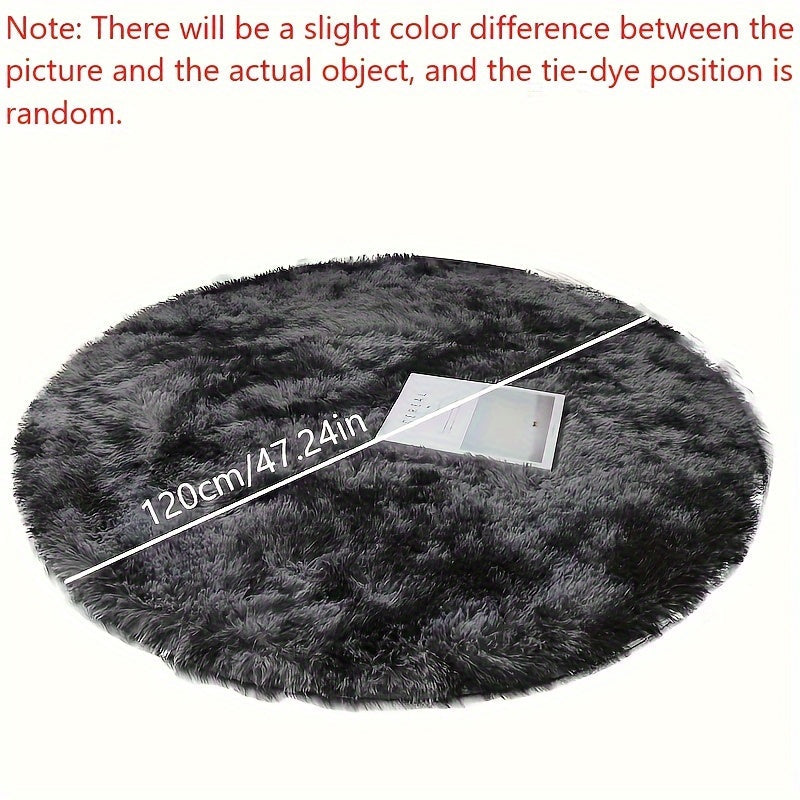 Tapete redondo pelúcia tie-dye macio e antiderrapante para sala ou quarto