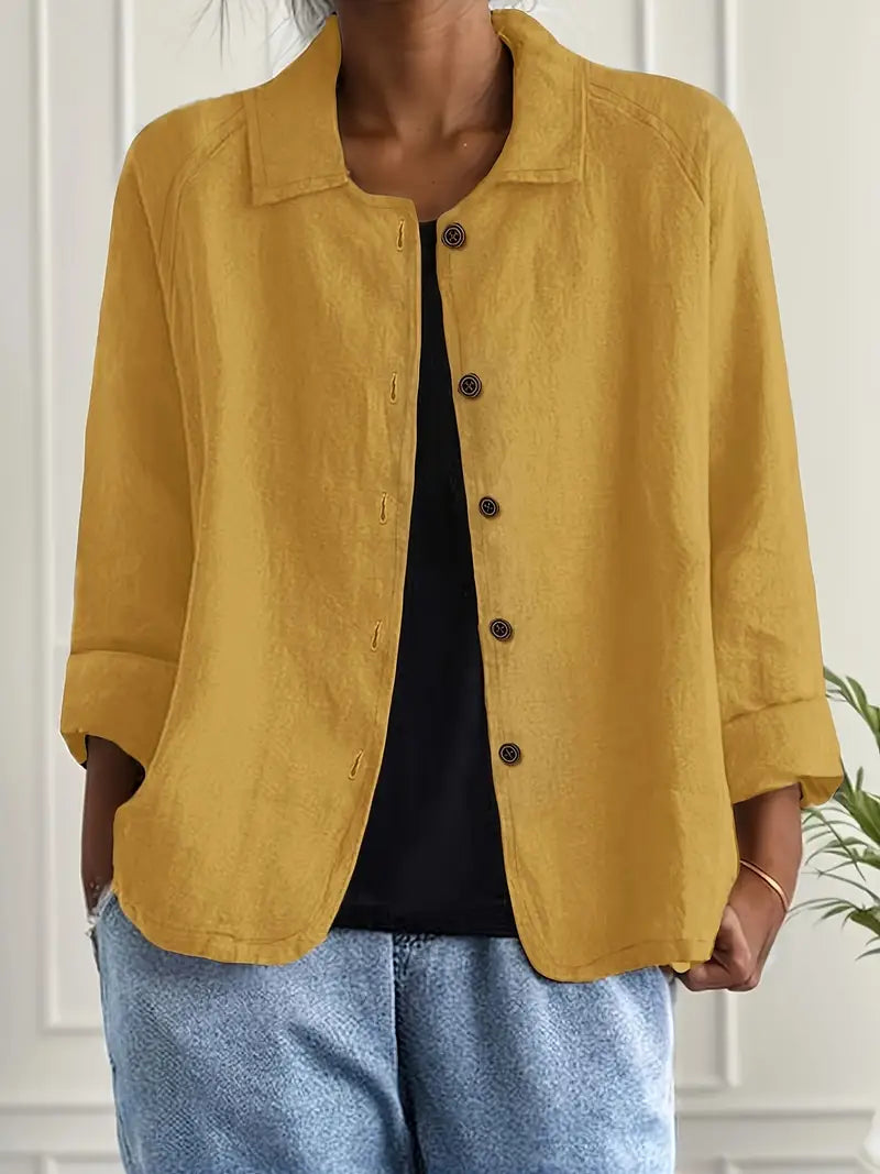 Cardigan camisa feminino em algodão e linho, leve e versátil