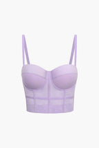 Top de renda feminino bustier com taças acolchoadas e alças ajustáveis