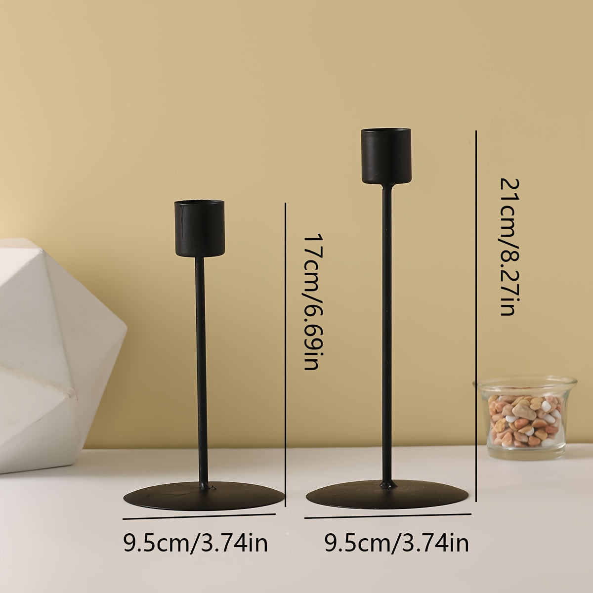 Porta-velas de metal conjunto de 2 para decoração de mesa jantar e casamento