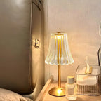 Candeeiro de mesa LED design cristal dourado sem fios com controlo tátil regulável