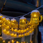 Guirlanda LED canecas de cerveja decoração Oktoberfest 2025, set de 2, luz quente