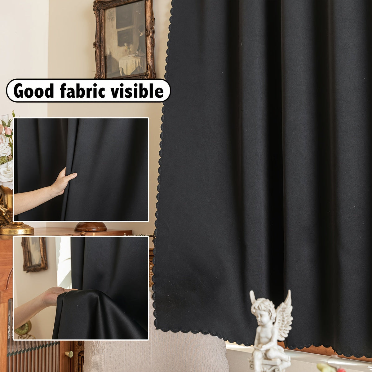 Cortinas blackout autoadesivas com velcro para quarto e sala, poliéster 100%