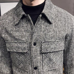 Camisa jaqueta xadrez masculina corte relaxed com botões frontais
